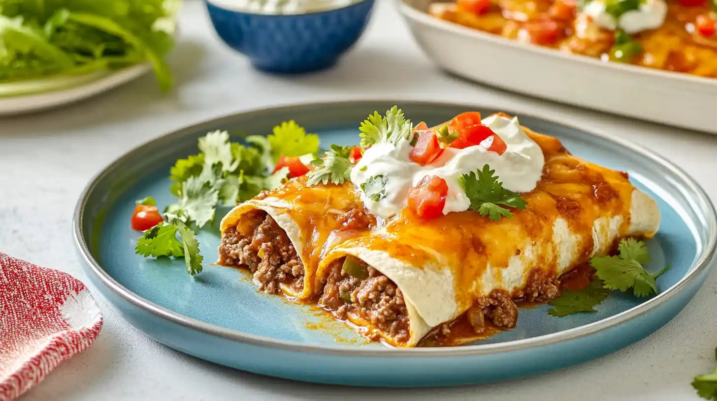 Mexican-Style Ground Beef Enchiladas, Easy Old El Paso Recipe one plate served