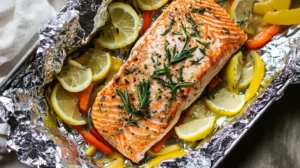 Salmon in Foil with lemon slices